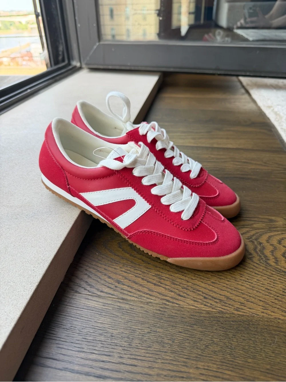 Madden Girl Red and White Low-Profile Sneakers